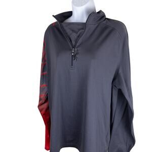 Spyder Gray Red Mens 1/4 Zip Performance Top Large